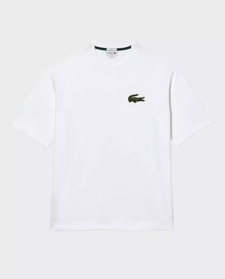 LACOSTE Білий крокодил Футболка унісекс з облягаючим кроєм