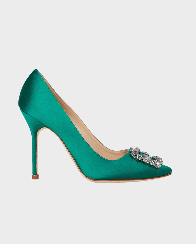 Зеленые шпильки MANOLO BLAHNIK Hangisi 10,5 см