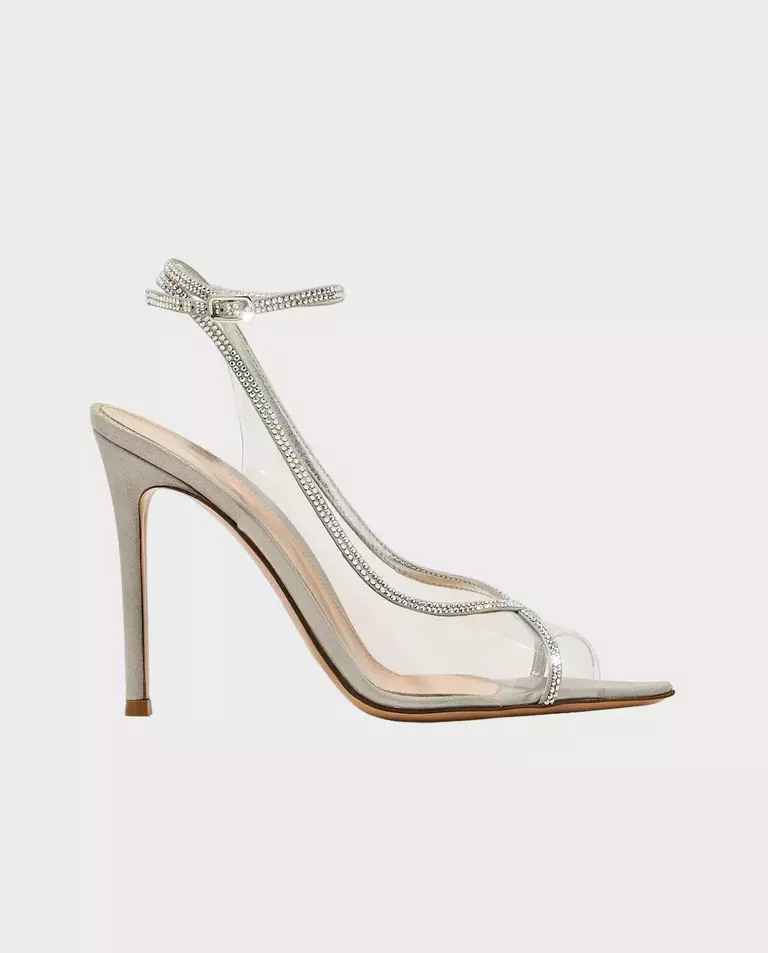 GIANVITO ROSSI Серебристые шпильки Crystelle  