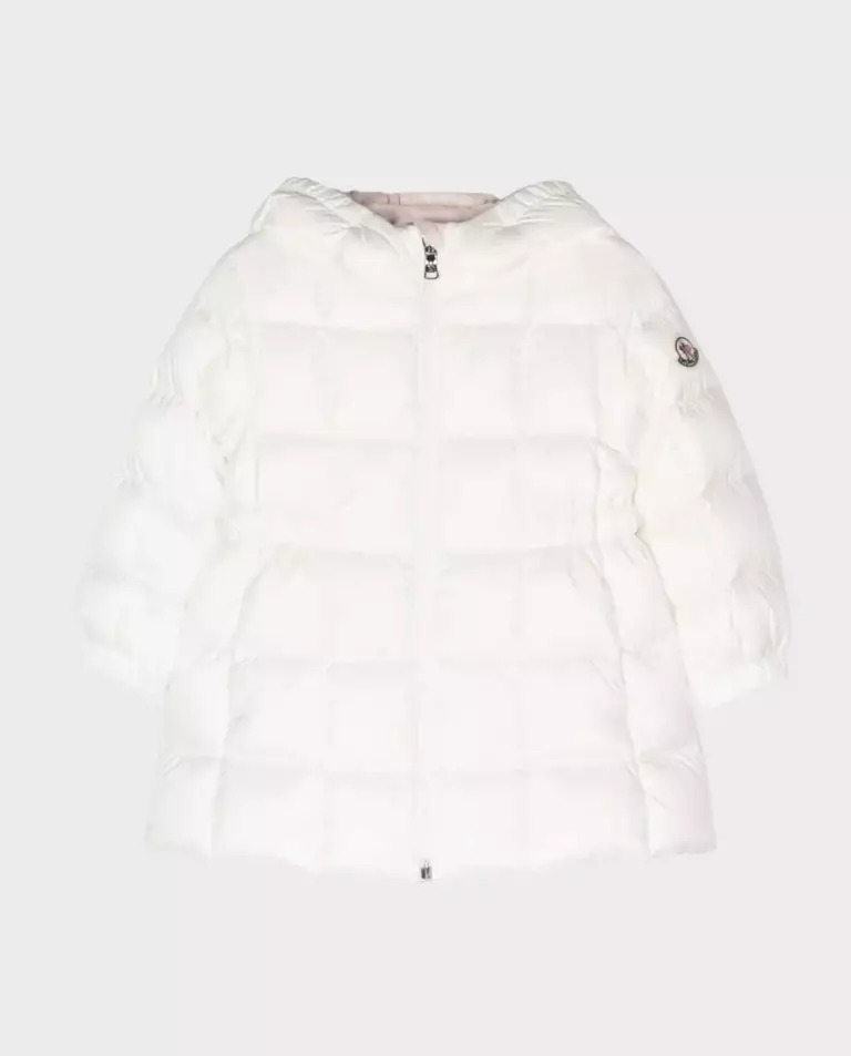 MONCLER KIDS Белая пуховая куртка с логотипом 0-3 года 