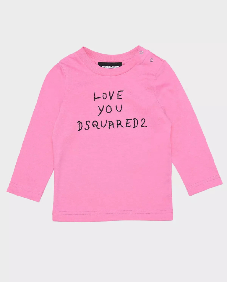 DSQUARED2 KIDS Бавовняна рожева футболка 0-3 роки