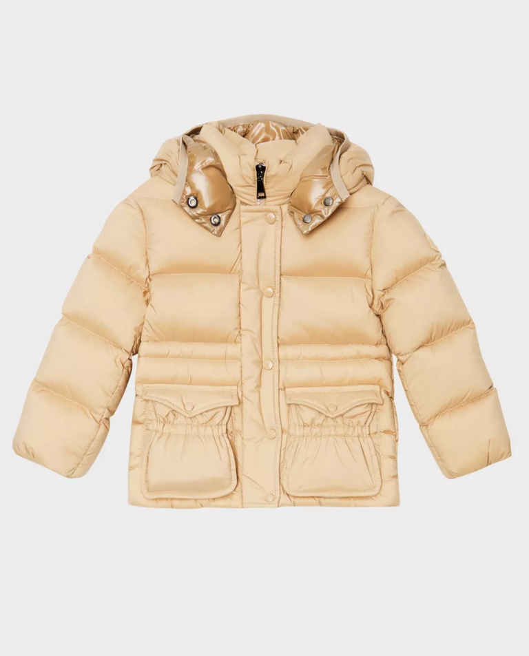 MONCLER KIDS Бежеве пальто з капюшоном 0-3 роки