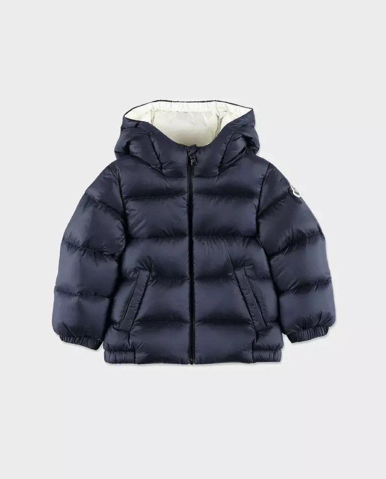 MONCLER KIDS Темно-синій пуховик із капюшоном Macaire