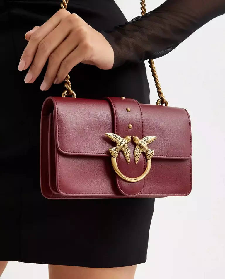 PINKO Maroon Love Mini Icon Simply Handbag