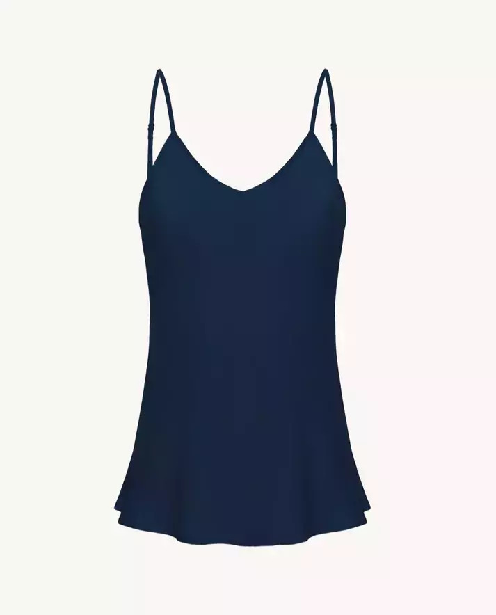 JENESEQUA Шовковий топ Prea Navy Blue