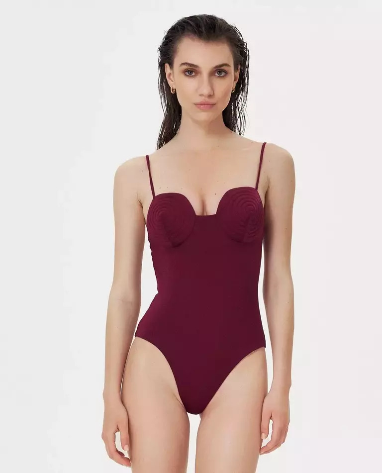 NOIRE SWIMWEAR Бордовий купальник з декоративними чашечками