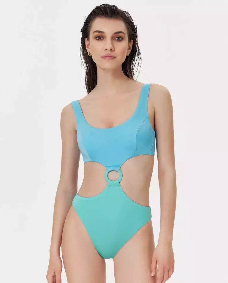 NOIRE SWIMWEAR Синий купальник с вырезом 