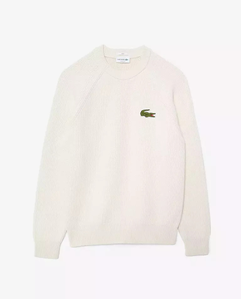 LACOSTE Белый ребристый джемпер 