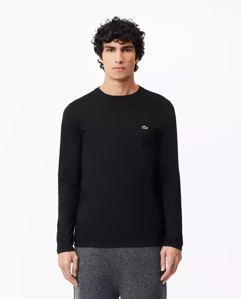 LACOSTE Черный хлопковый лонгслив 