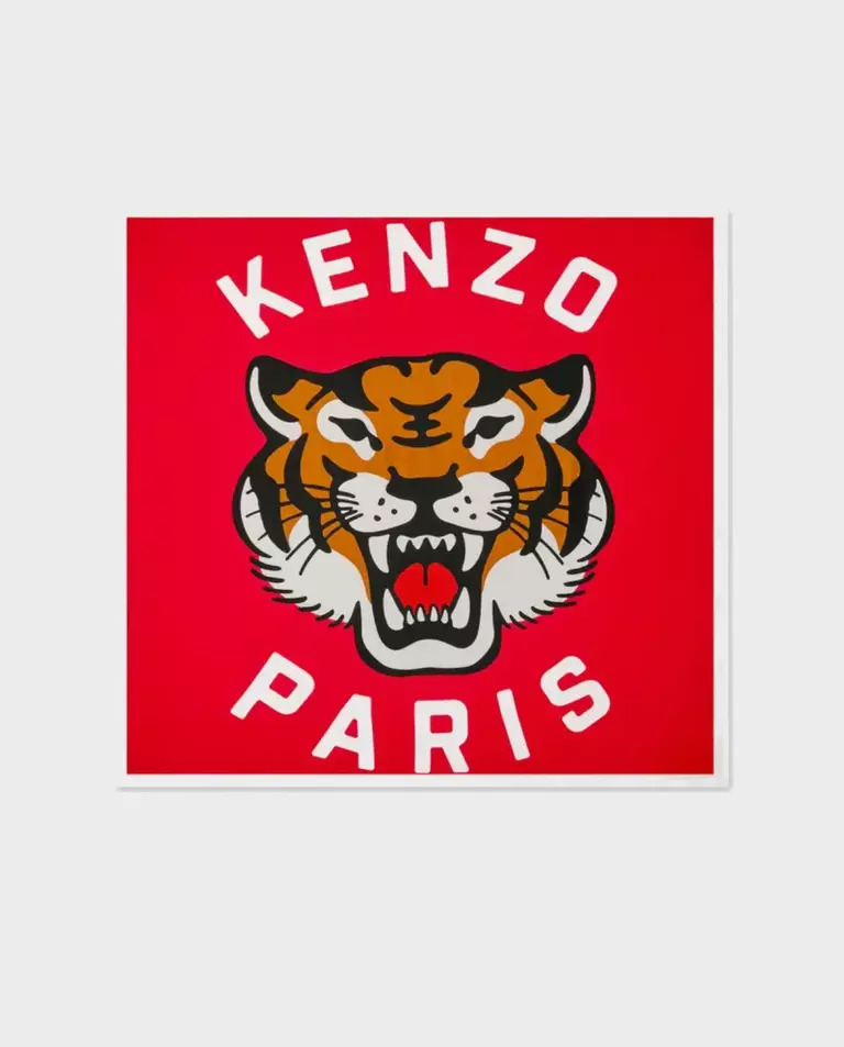 KENZO Червоний шовковий шарф Lucky Tiger