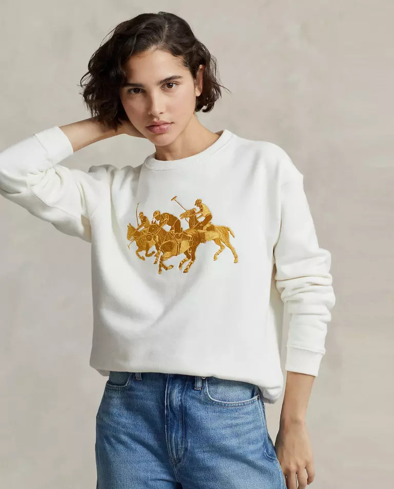 Женский свитшот Polo Ralph Lauren белого цвета с круглым вырезом горловины