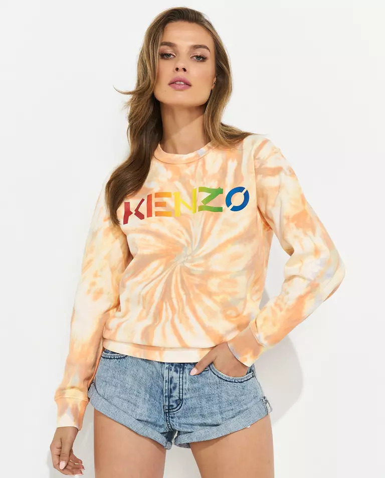 Оранжевая толстовка в стиле ти-дай от KENZO 