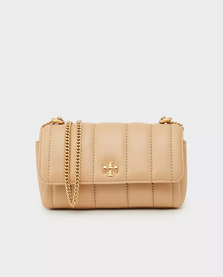 TORY BURCH Коричневая стеганая сумочка Kira Flap Mini 