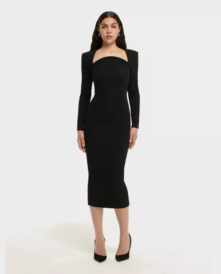 ROLAND MOURET Черное платье миди