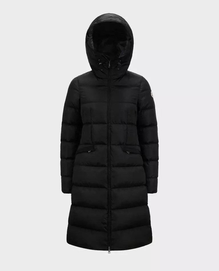 MONCLER Чорне стьобане пальто