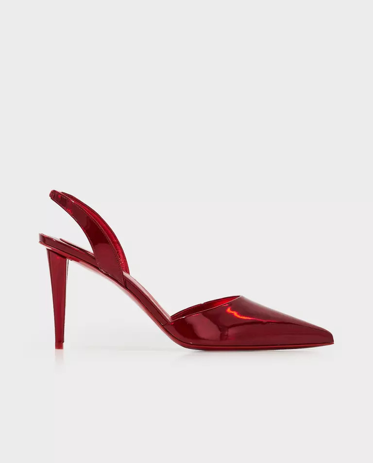 CHRISTIAN LOUBOUTIN Красные лакированные шпильки Astrid Sling 8,5 см