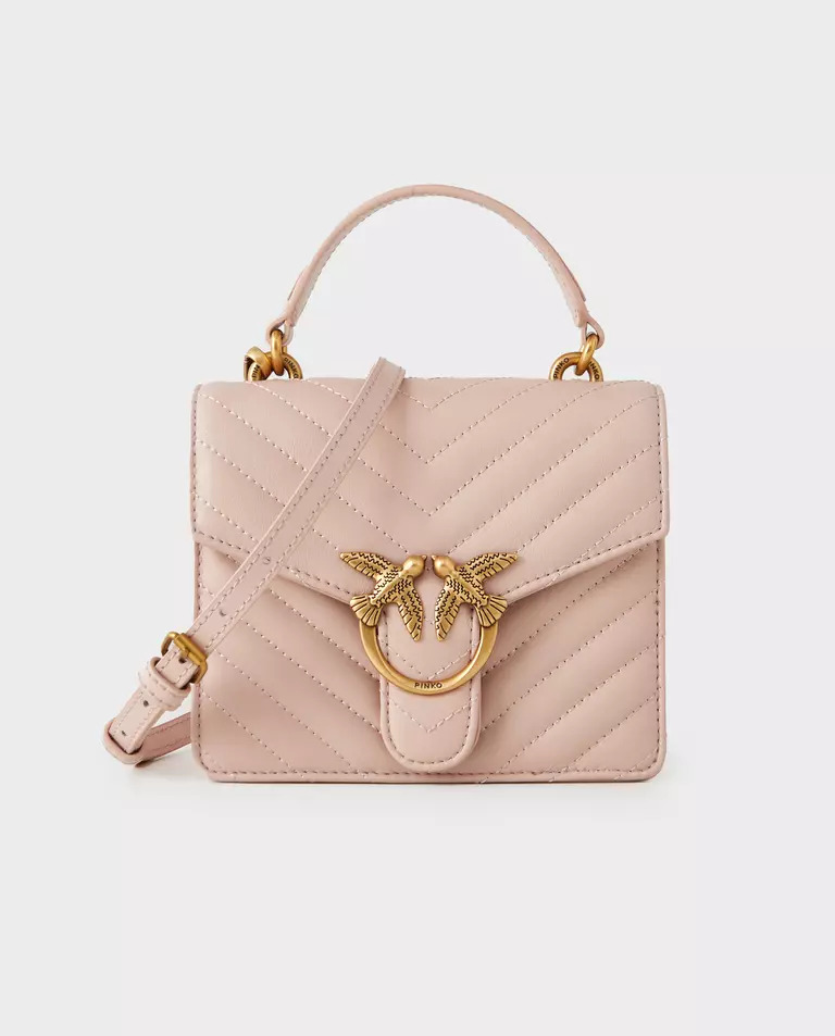 PINKO Рожева стьобана сумочка Love Mini Top Handle Handbag