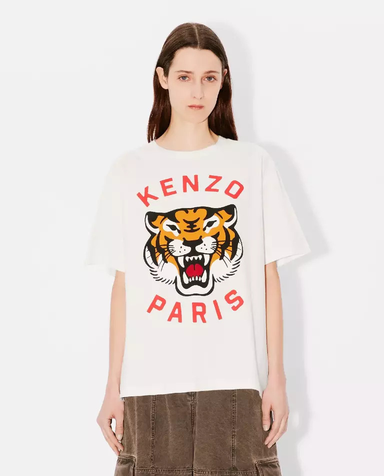 KENZO Бавовняна біла футболка Lucky Tiger