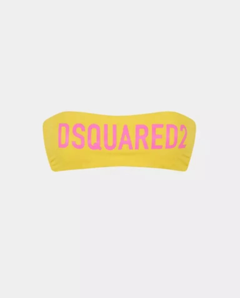 DSQUARED2 Жовтий топ-бікіні з логотипом