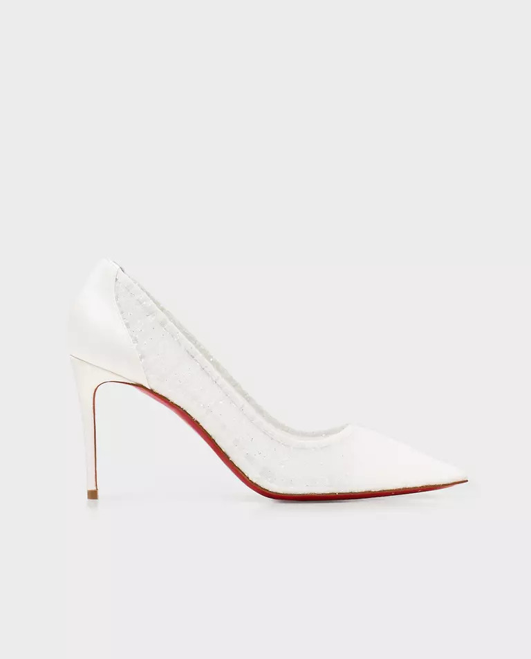 CHRISTIAN LOUBOUTIN Белые тюлевые шпильки Kate Drapery 8,5 см