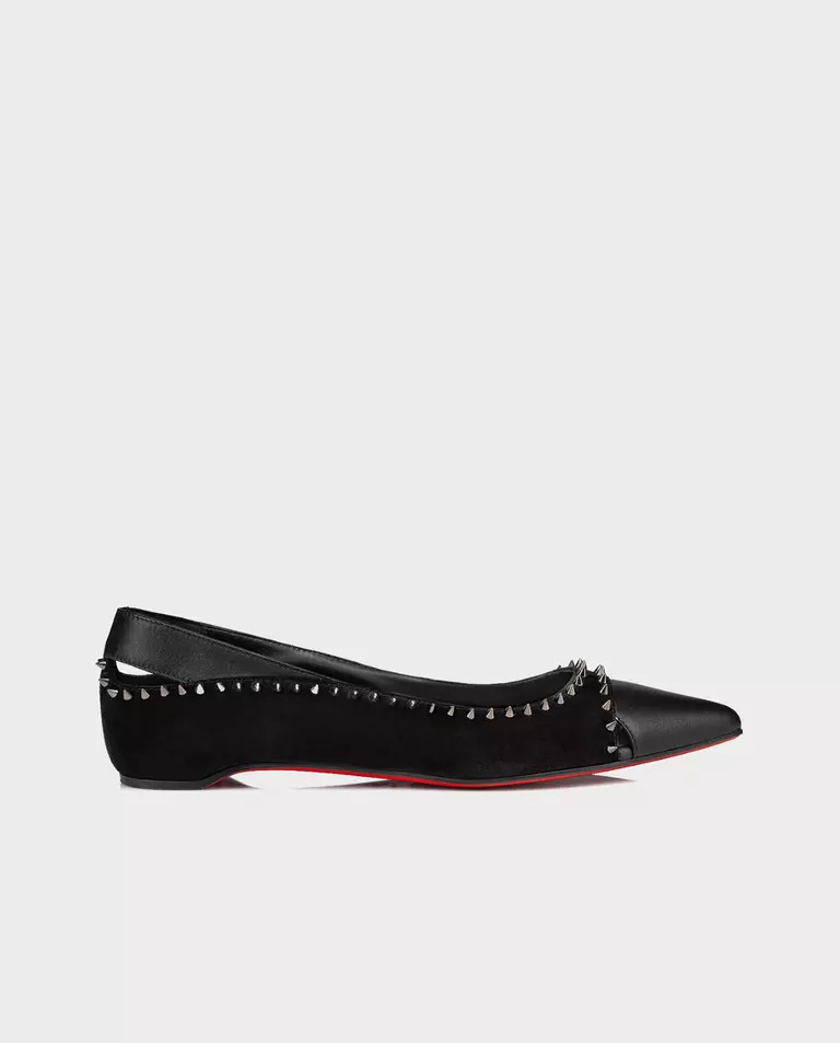 Балеринки с шипами CHRISTIAN LOUBOUTIN Черный Duvettina