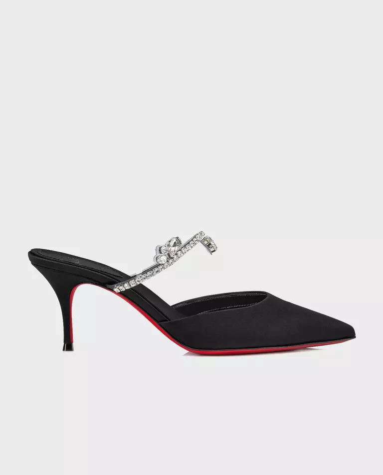 Шлепанцы на шпильке CHRISTIAN LOUBOUTIN Black Planet Queen