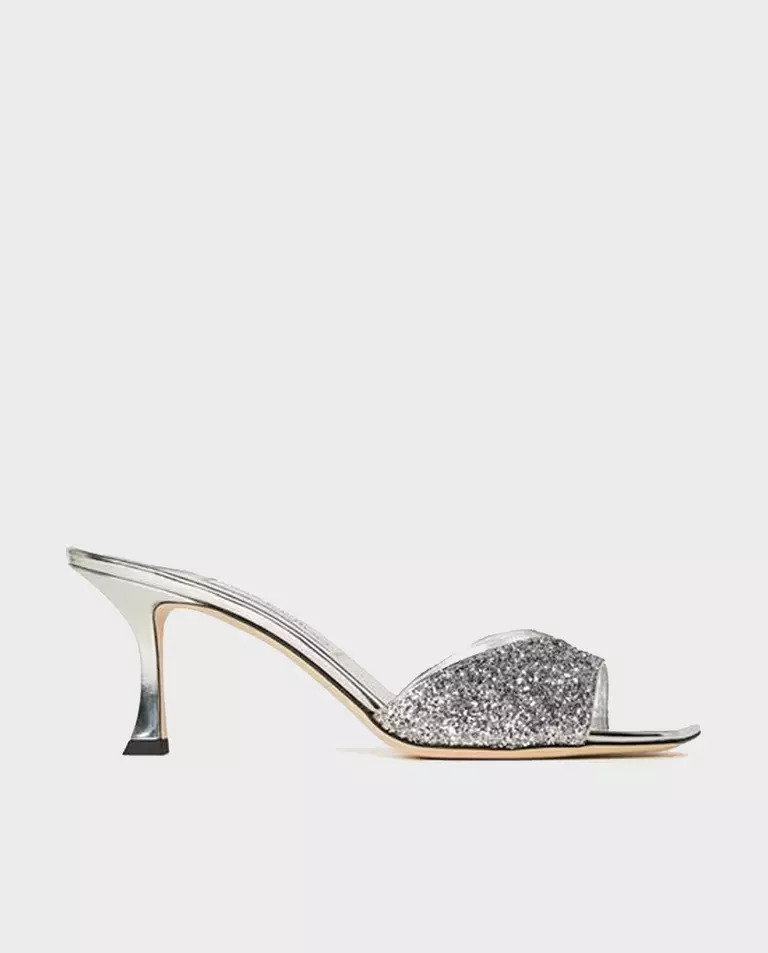 Шлепанцы на каблуке JIMMY CHOO Metallic Skye 