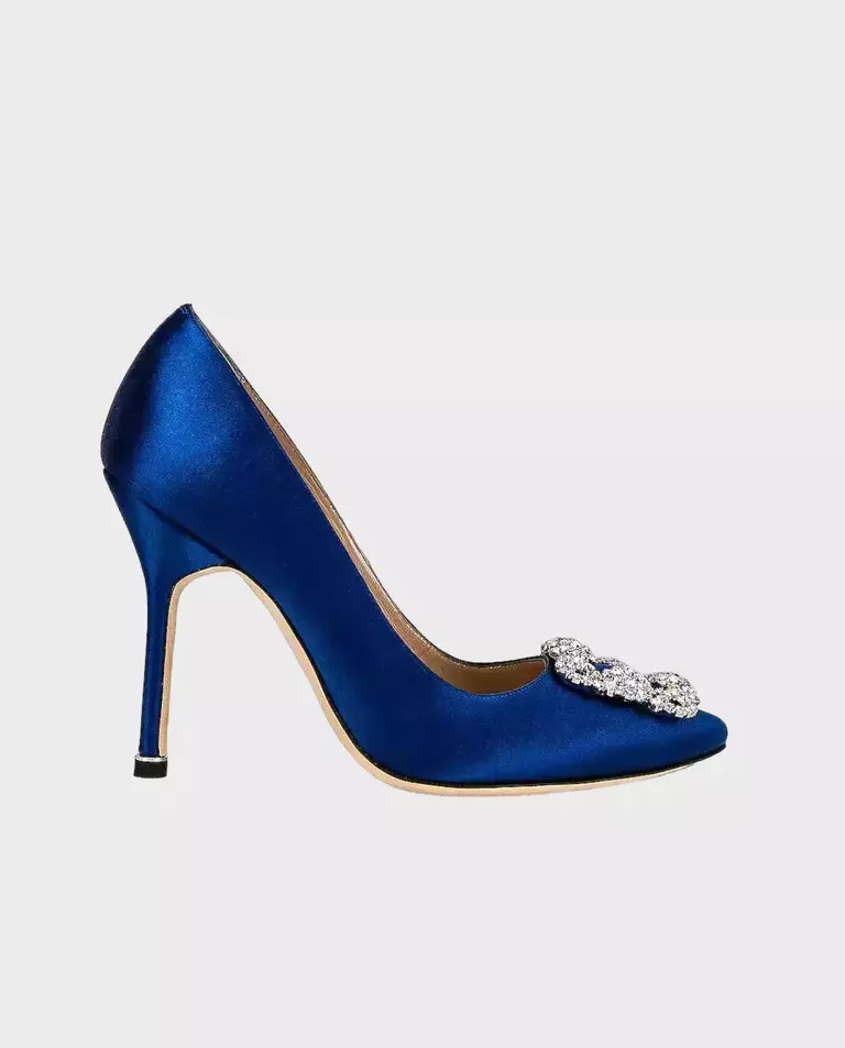 MANOLO BLAHNIK Сині атласні шпильки Hangisi 10,5 см