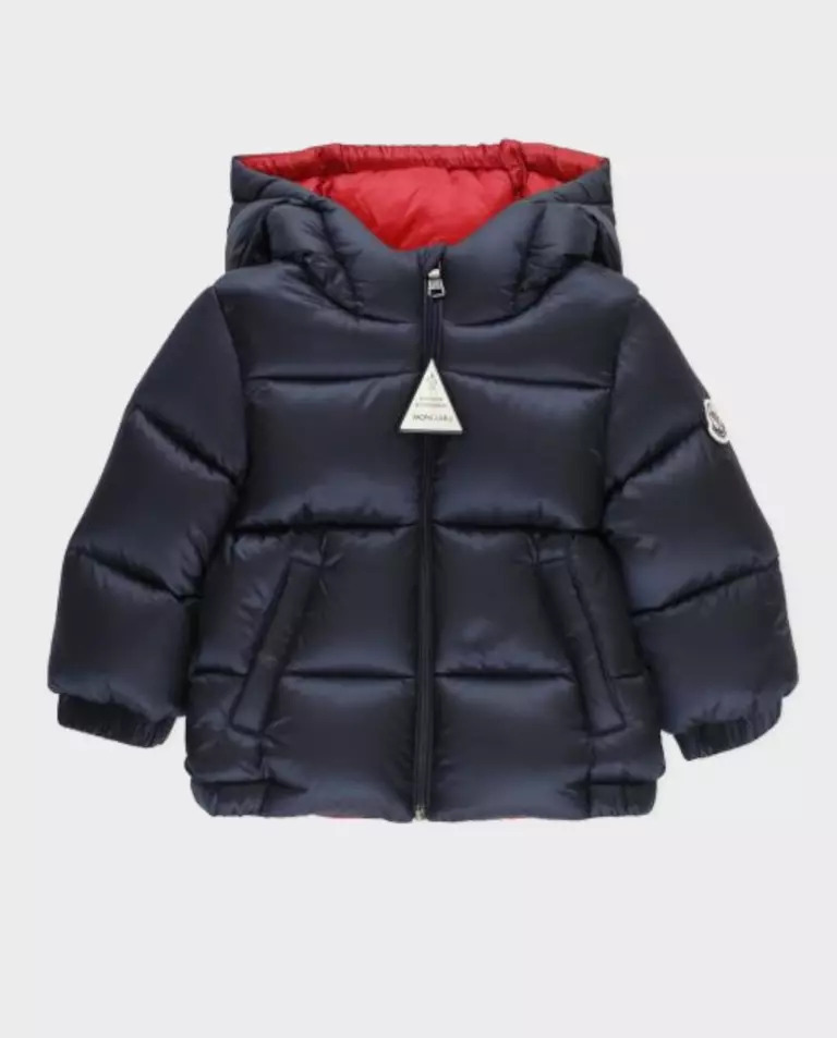 MONCLER KIDS Темно-синя куртка з капюшоном 0-3 роки