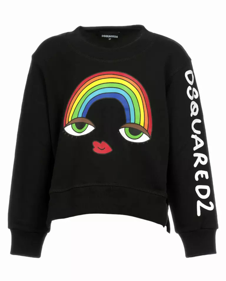 DSQUARED2 KIDS Черная толстовка с красочным принтом 4-16 лет 