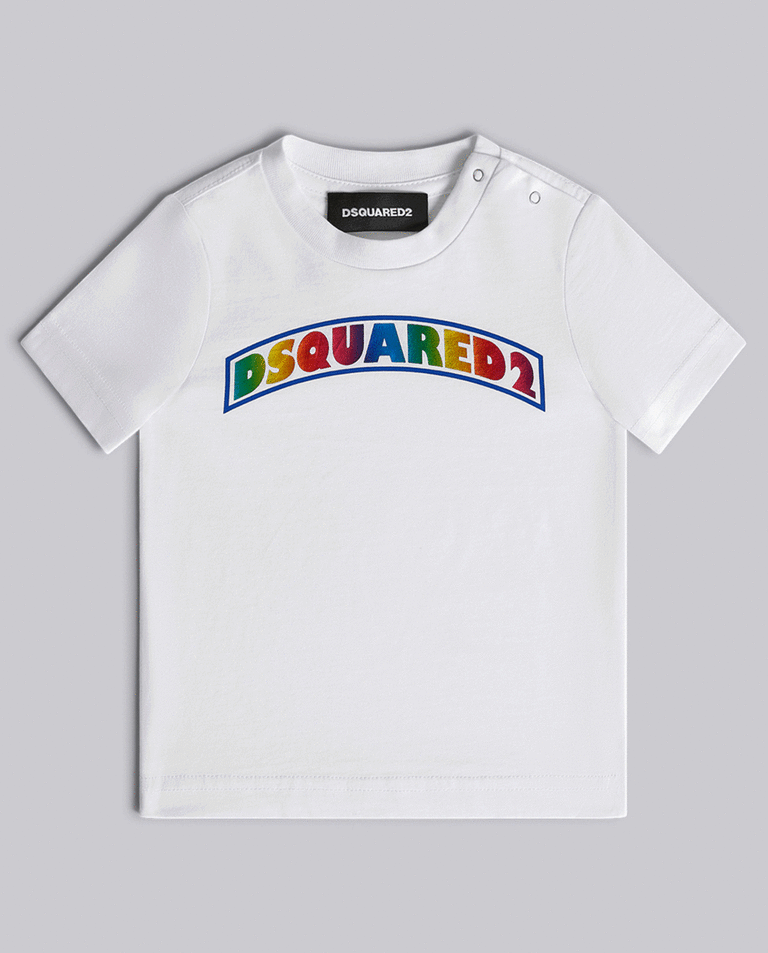 DSQUARED2 KIDS Біла футболка з кольоровим принтом 0-3 роки