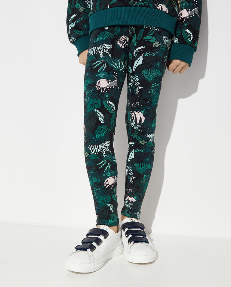 KENZO KIDS Зелені легінси з квітковим принтом