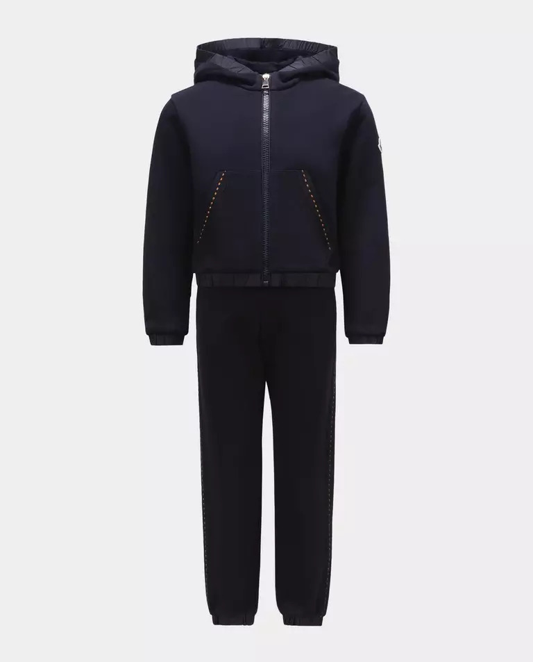 MONCLER KIDS Темно-синій спортивний костюм з капюшоном і логотипом