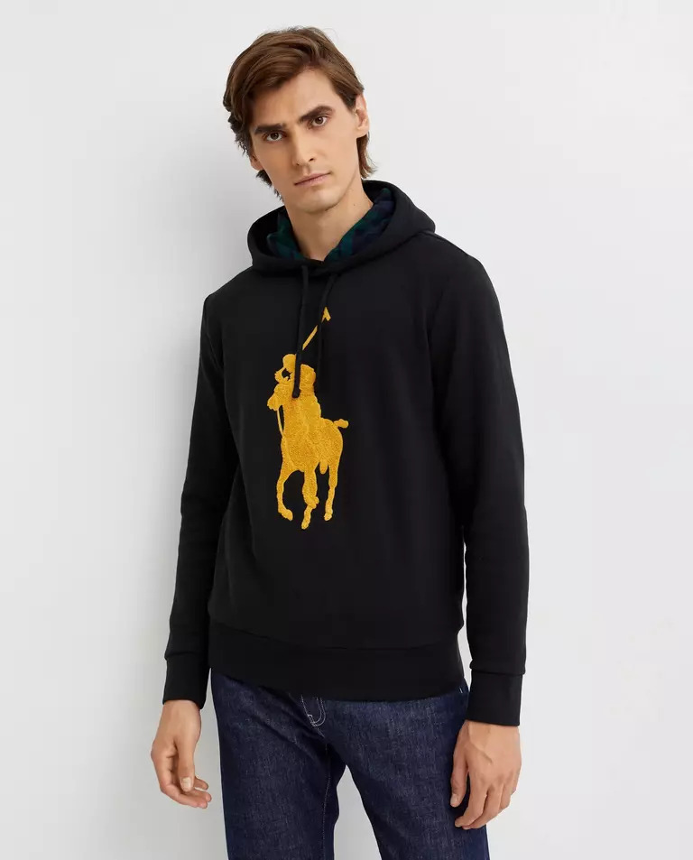 RALPH LAUREN Чорна толстовка з капюшоном і логотипом