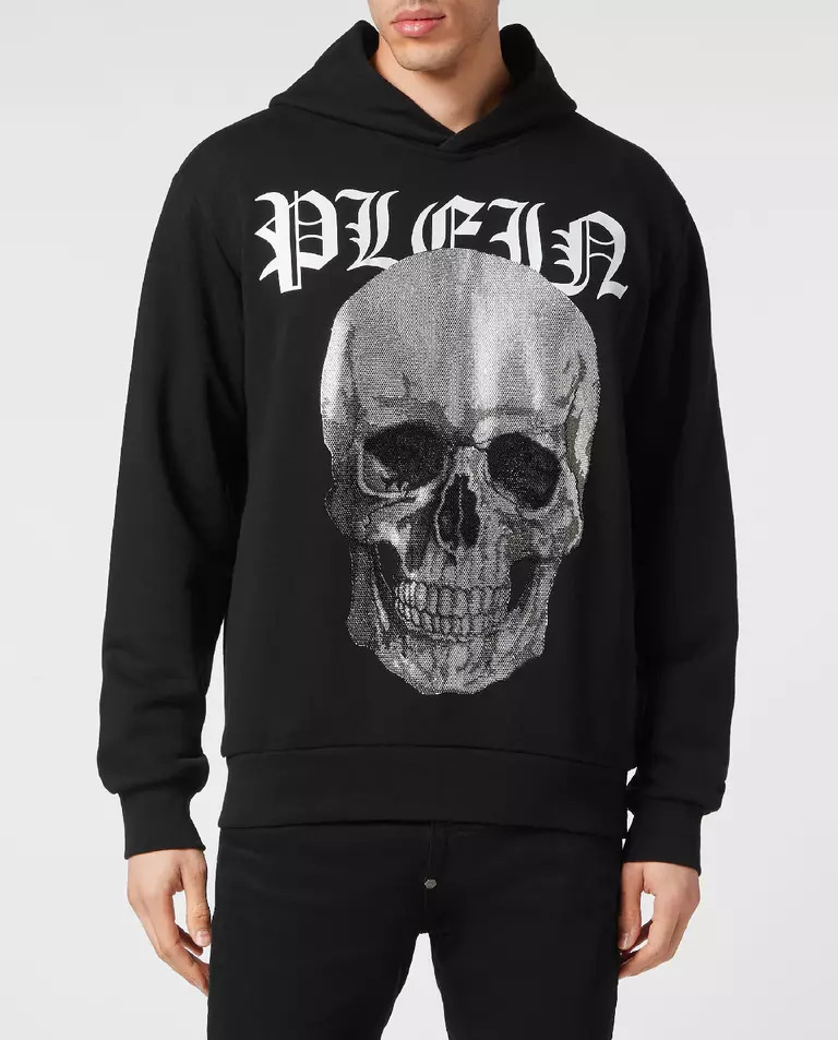 PHILIPP PLEIN Чорна толстовка з графікою Crystals Skull