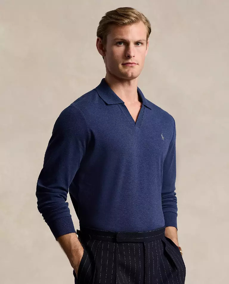 RALPH LAUREN Темно-синя блузка-поло в стилі Slim Fit на замовлення