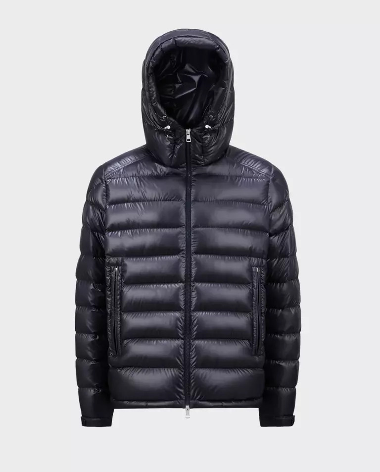 MONCLER Темно-синя куртка з подвійним капюшоном