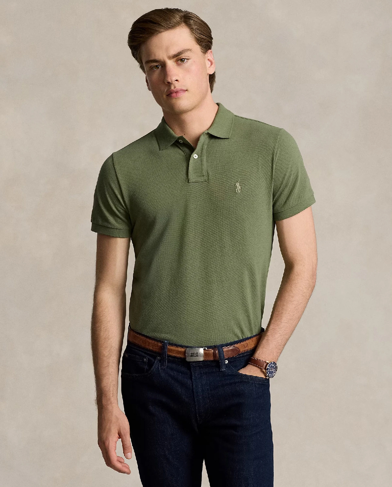 RALPH LAUREN Зелена сорочка-поло з логотипом Slim Fit