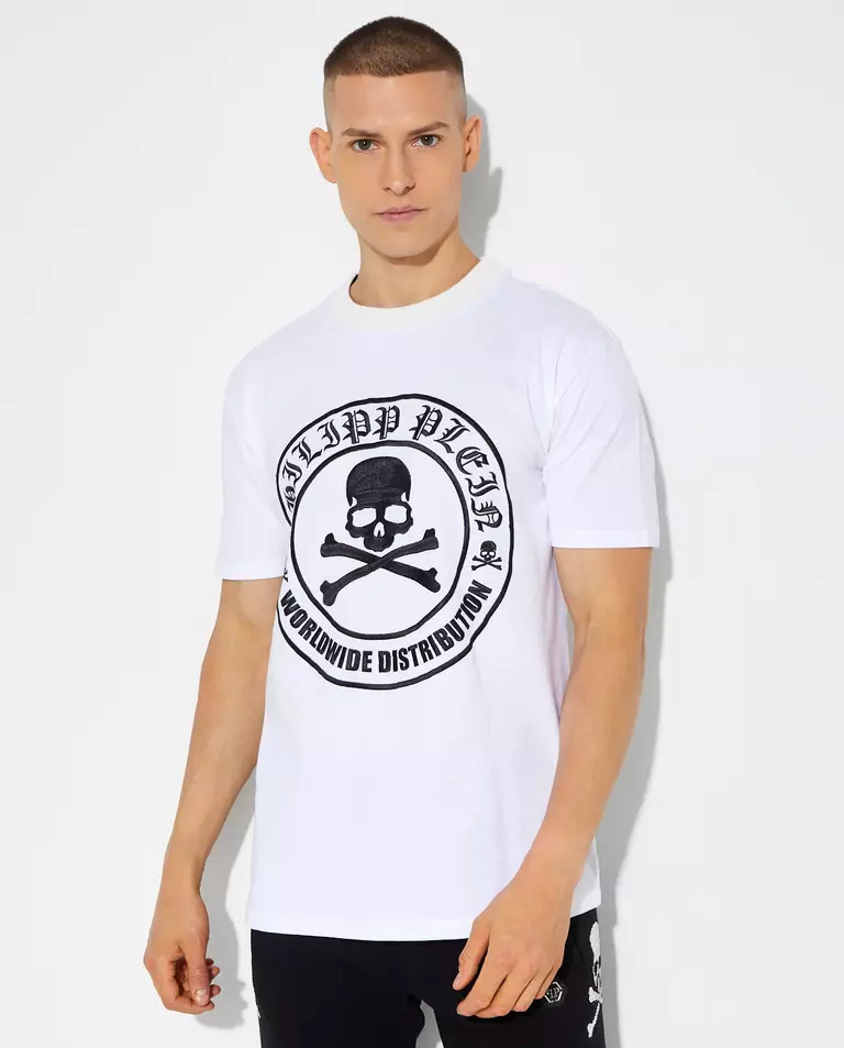 PHILIPP PLEIN Біла футболка з графікою Skull & Bones