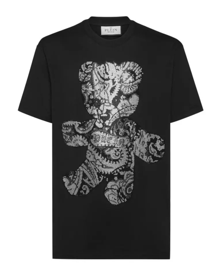 PHILIPP PLEIN Черная футболка с рисунком плюшевого мишки Paisley