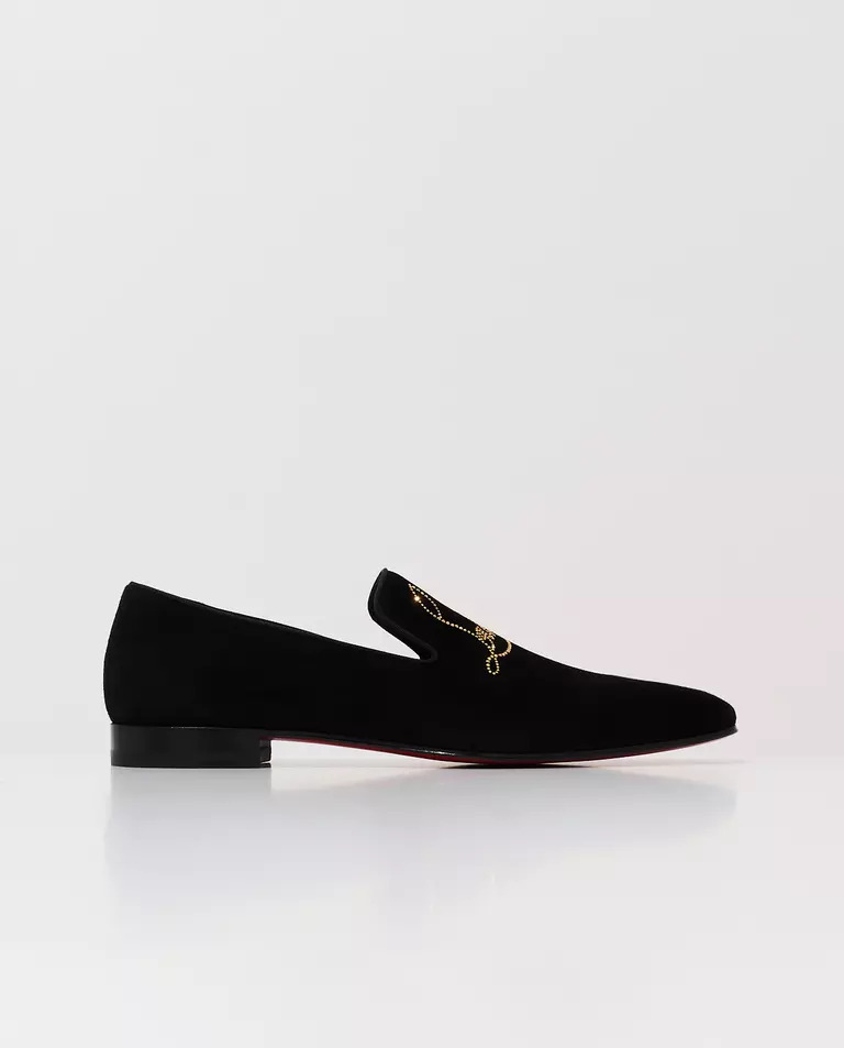 Черные лоферы Dandelion с хрустальным логотипом от CHRISTIAN LOUBOUTIN