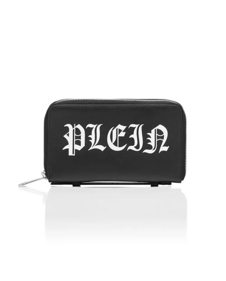 PHILIPP PLEIN Чорний шкіряний гаманець з готичним логотипом розмір ONE SIZE