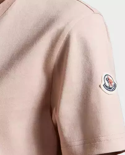 MONCLER Светло-розовая футболка из хлопка  