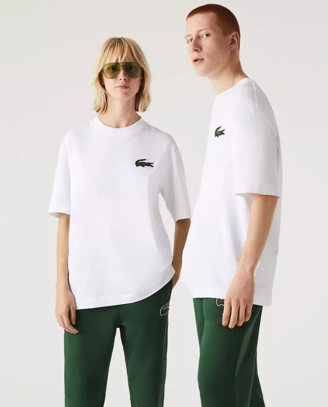 LACOSTE Білий крокодил Футболка унісекс з облягаючим кроєм