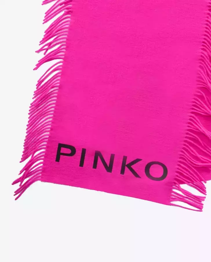 PINKO Рожевий вовняний шарф з бахромою розмір ONE SIZE