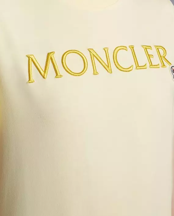 MONCLER Хлопковая желтая футболка с логотипом  