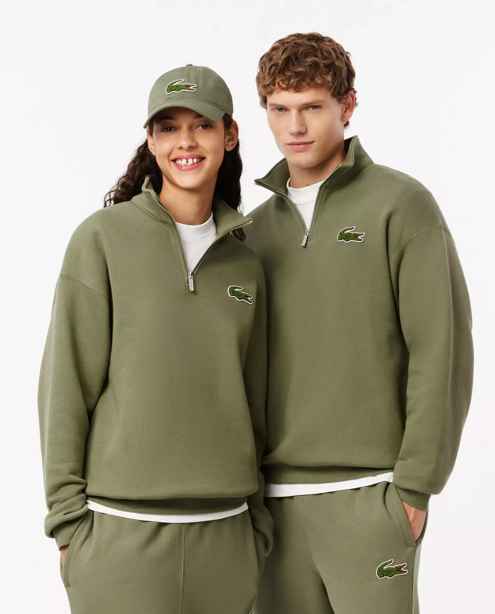 Толстовка с высоким воротником LACOSTE цвета хаки 