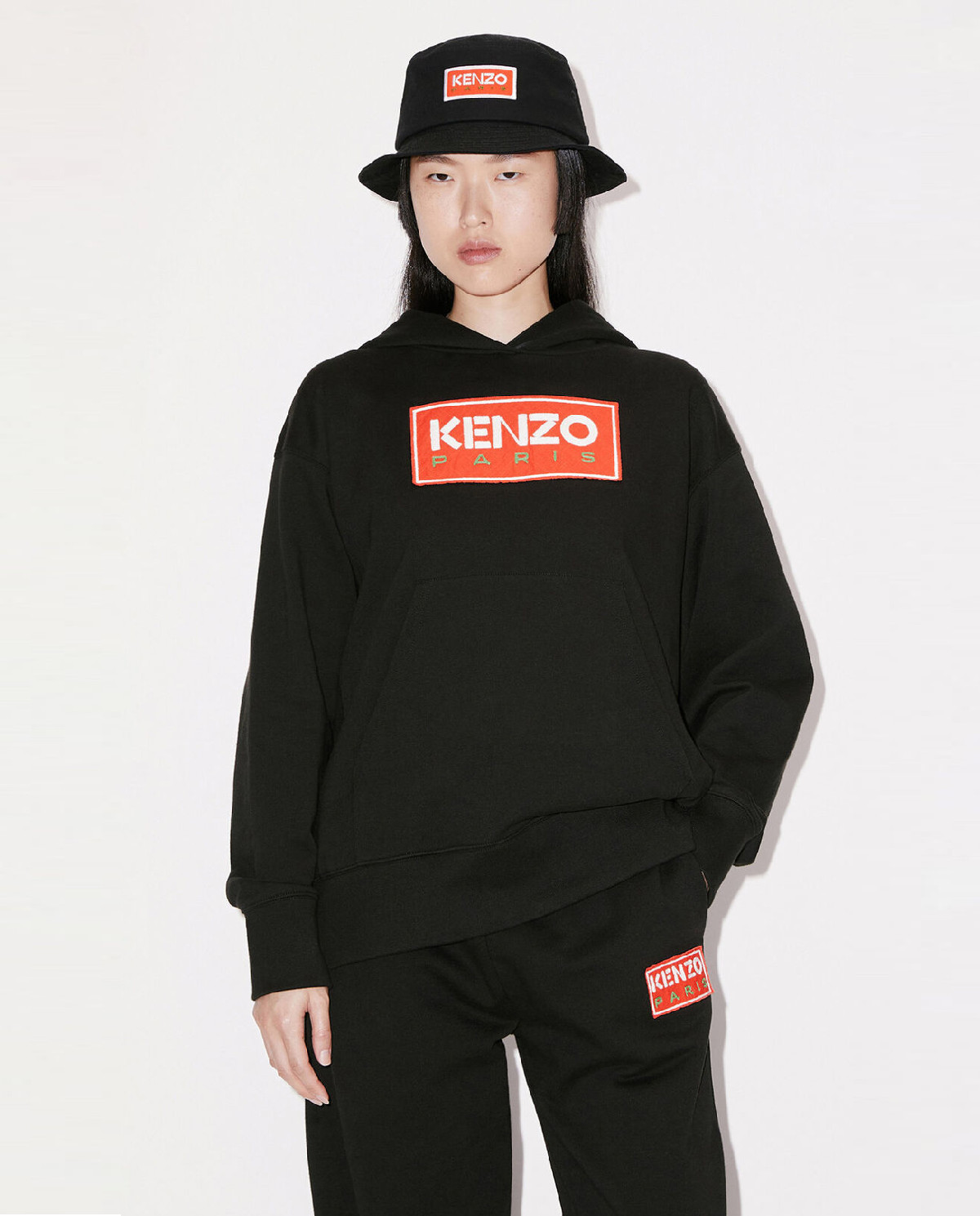 KENZO Чорний світшот з капюшоном та логотипом