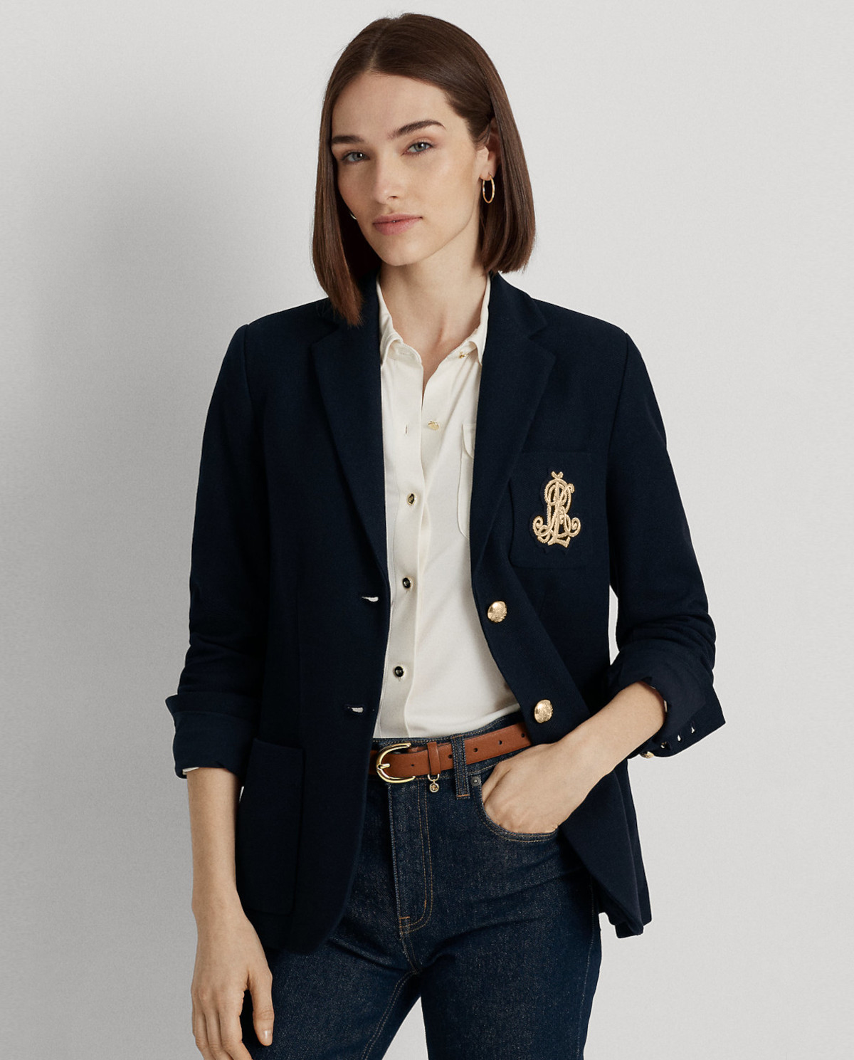 Темно-синій піджак з монограмою LAUREN BY RALPH LAUREN