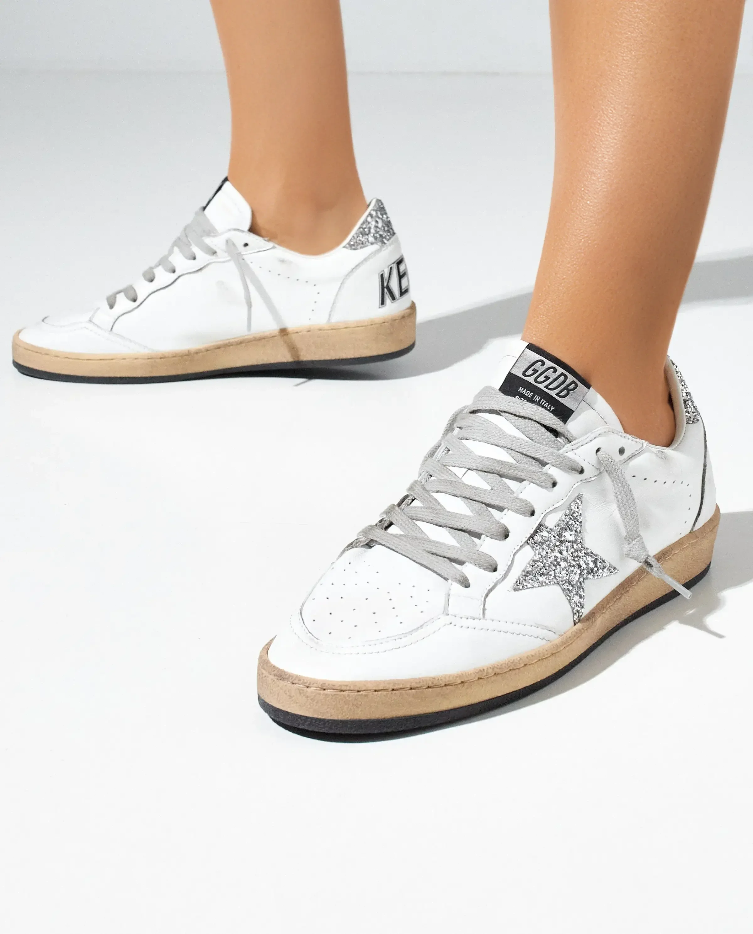 GOLDEN GOOSE Білі кросівки Bal Star з логотипом із гліттера фотографія 2